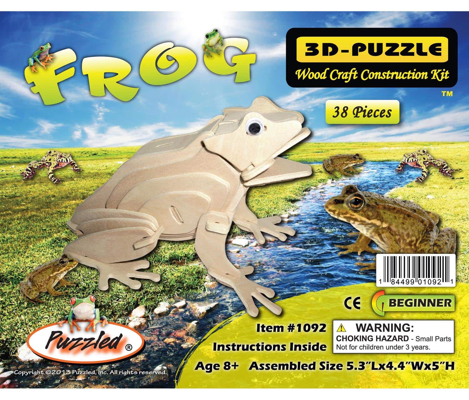 Frog Colored 3D Jigsaw Woodcraft Kit Wooden Puzzle 