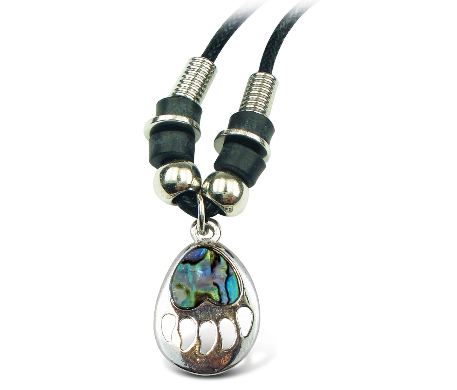 Necklace Wild Style Chain 18 Inch – Natural Paua – Bear Paw – Aqua Jewelry