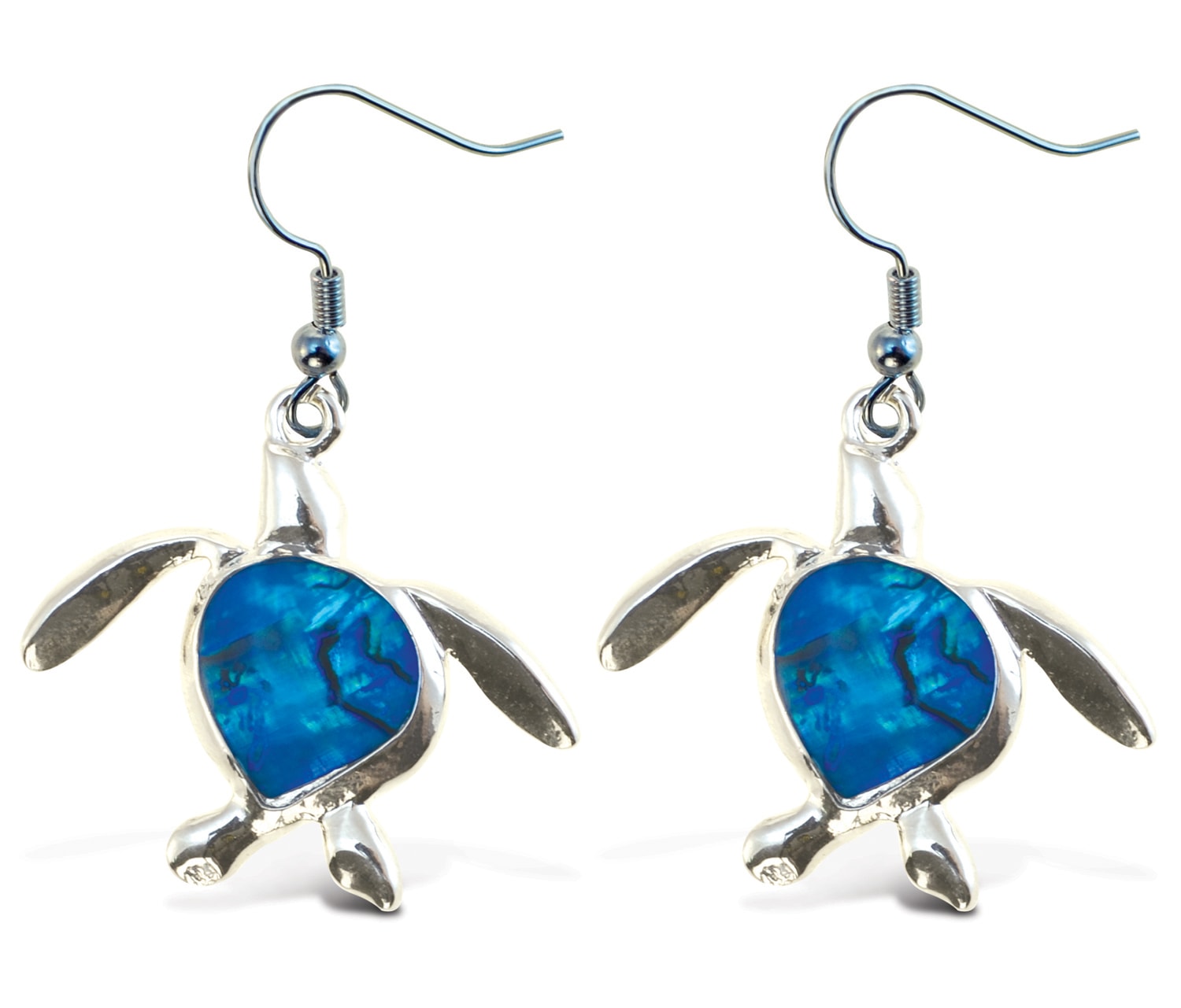 Fish Hook Sea Turtle – Aqua Jewelry – Earrings – Dangle Post