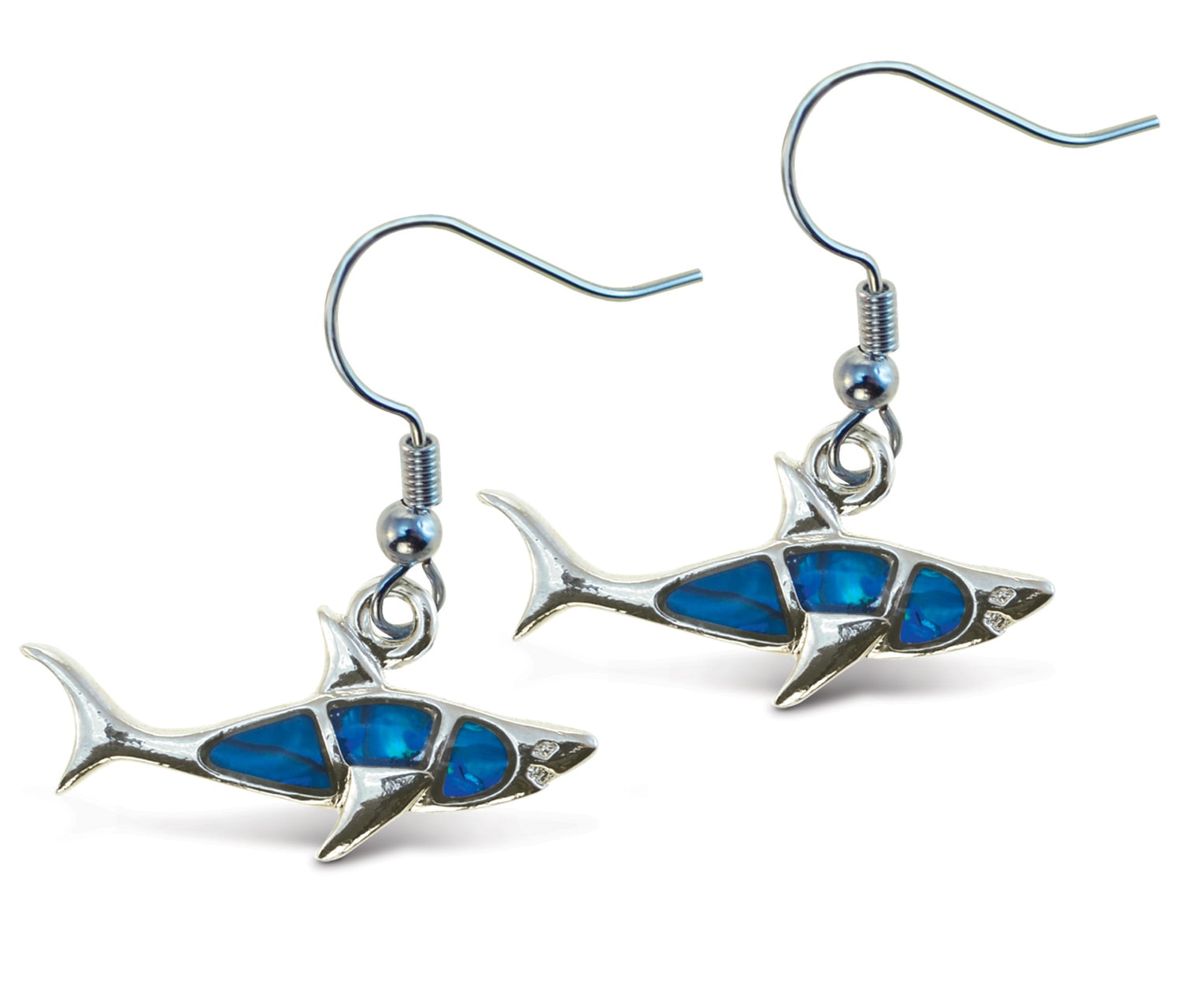 Fish Hook Shark – Aqua Jewelry – Earrings – Dangle Post