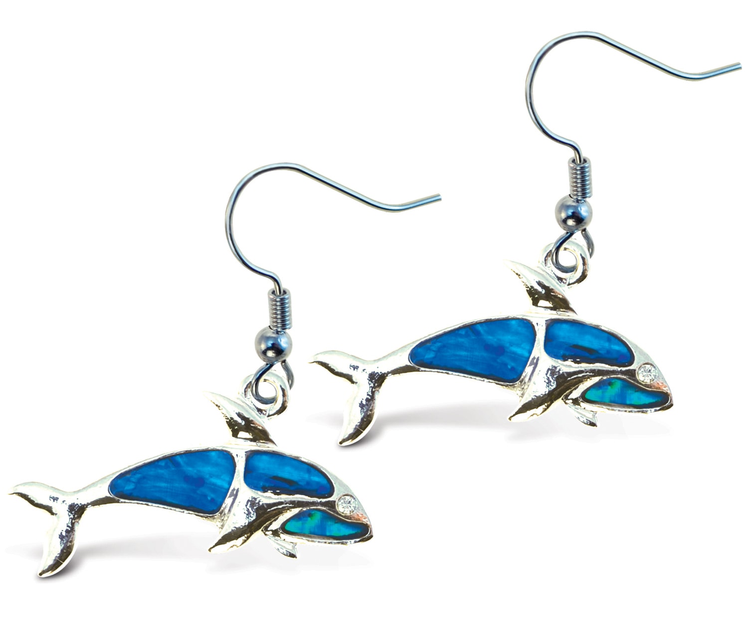 Fish Hook Killer Whale – Aqua Jewelry – Earrings – Dangle Post