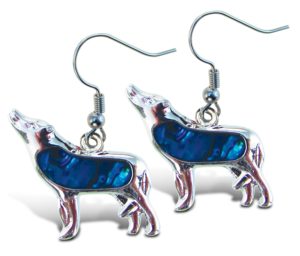 Aqua Jewelry Earrings Dangle Post Fish Hook Wolf