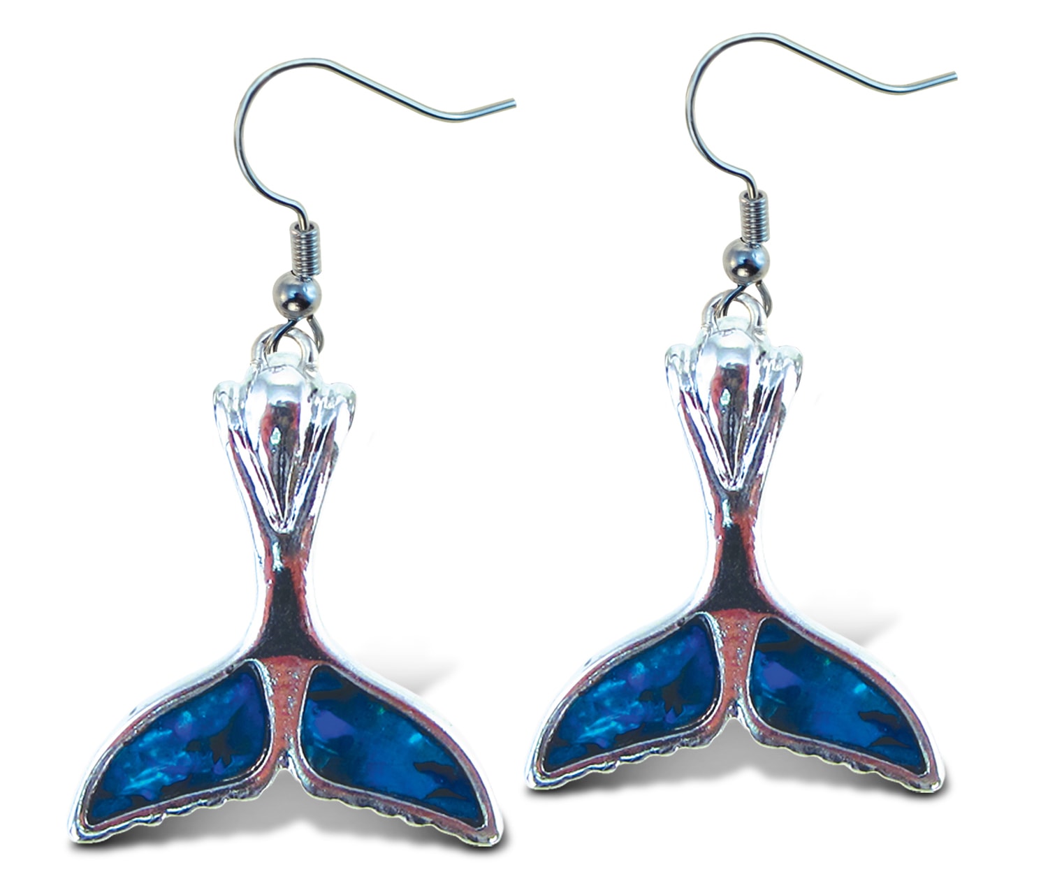 Fish Hook Whale Tail- Aqua Jewelry – Earrings – Dangle Post