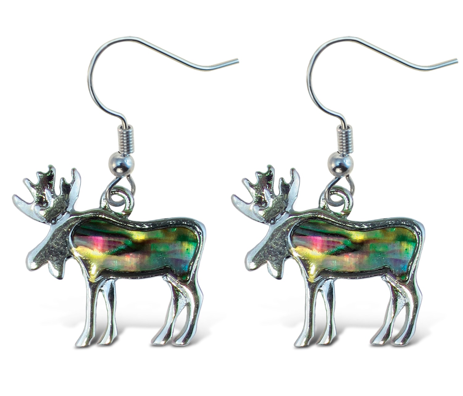 Fish Hook Natural Paua – Moose – Aqua Jewelry – Earrings – Dangle Post