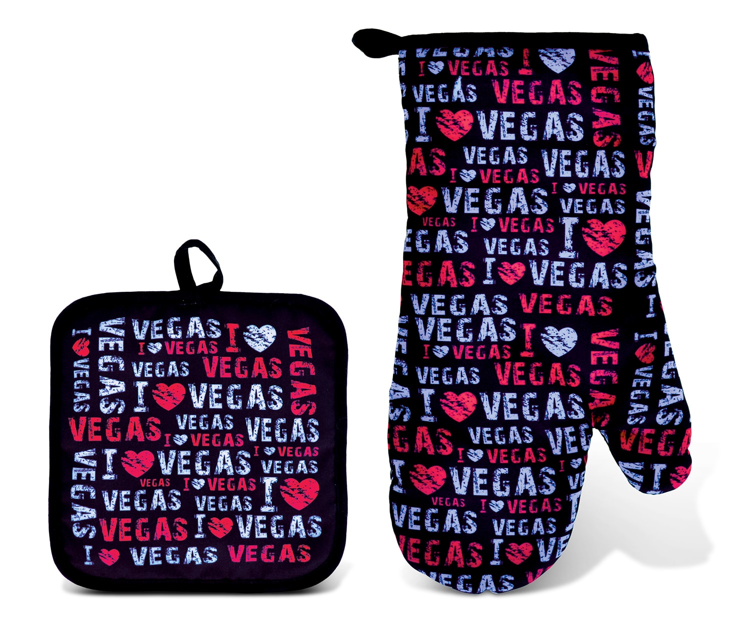 I Love Vegas – Pink – Kitchen Oven Mitt & Pot Holder Set