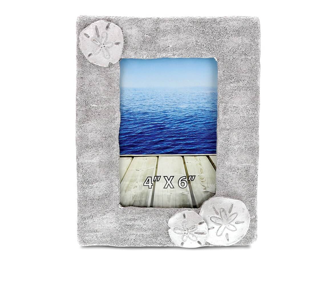 Resin Silver Sand Dollar Photo Frame – Nautical Decor
