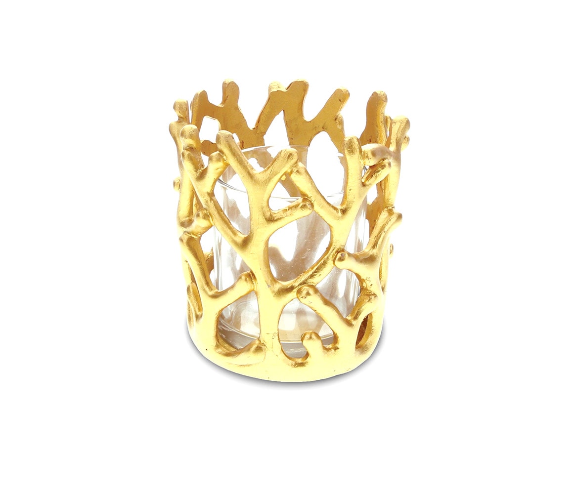Resin Gold Coral Candle Holder – Nautical Decor