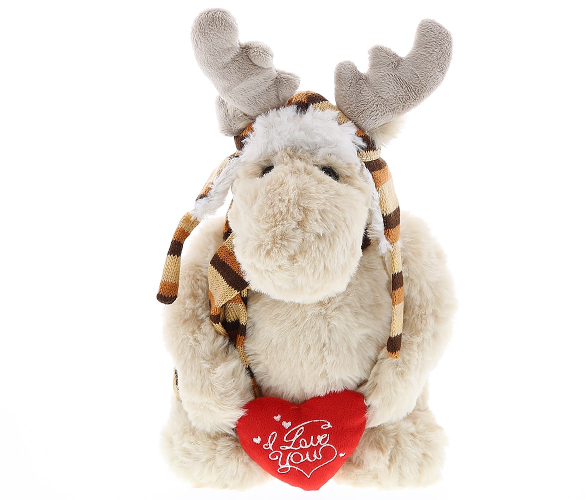 I Love You Valentines – Standing Moose – Super Soft Plush With Clothes