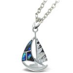 Necklace – Link Style Chain 18′ – Natural Paua – Boat – Aqua Jewelry