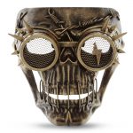 Metallic Wired Skull Face Mask – Gold – Steampunk