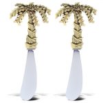 Set Of 2 – Palm Tree – Gold Cheese Spreader