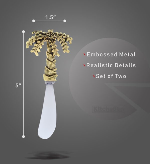 Set Of 2 - Palm Tree - Gold Cheese Spreader - Image 2