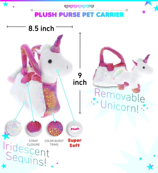 Sequin Pink Unicorn Plush Purse Pet Carrier CoTa Global