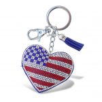 Usa Flag Heart – Sparkling Rhinestones Charm With Tassel