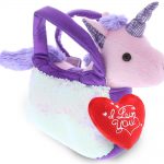 I Love You Valentines – Sequin –  Purple Unicorn – Plush Purse Pet Carrier