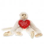 I Love You Valentines – Long Arm Hanging White Squirrel Monkey – Super Soft Plush
