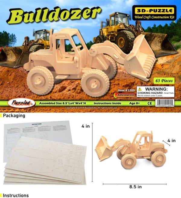 Puzzle in 3d in color "bulldozer" 