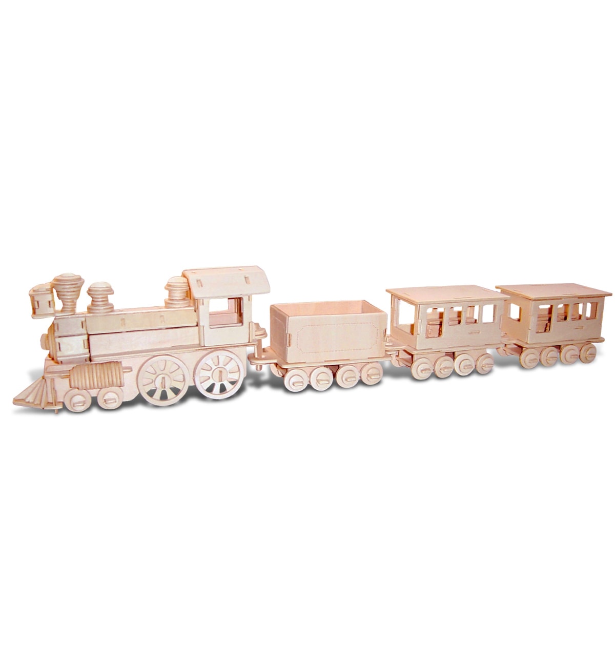 Puzzled 3D Puzzle Rolling Locomotive Train Wood Craft Construction 30 Pcs Pack 