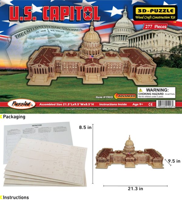 US Capitol Building 132 Piece 3D Puzzle Model Kit 