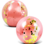 POZA Rose Gold Beach Ball 16″ Set of 2 – Hexagon Glitter – Pool Party