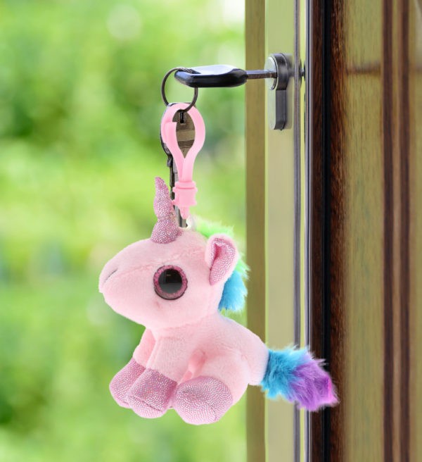 Pink Skull Heart Glitter Keychain