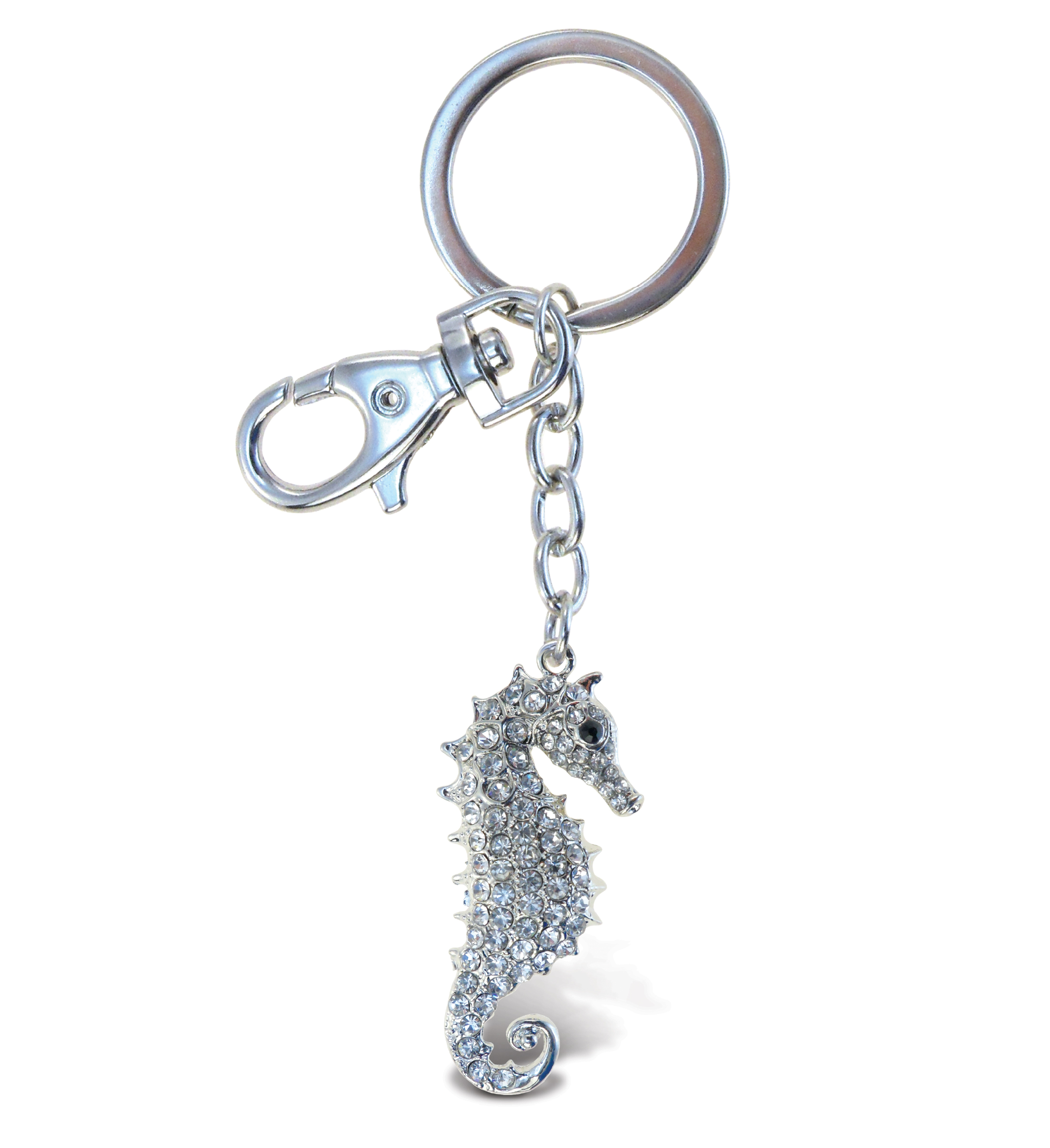Zinc Silver Seahorse Pendant Keychains Keyrings 