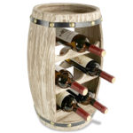 Wine Decor – Modern Alexander – 8 Bottles Wooden Holder – Barrel Shape
