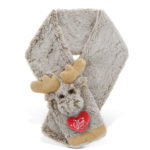 DolliBu I LOVE YOU Super Soft Plush Scarf Moose Valentine Stuffed Scarf, 34.5″