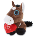 DolliBu I LOVE YOU Plush Sparkling Big Eye Horse Stuffed Animal with Heart – 6″