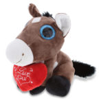 DolliBu I LOVE YOU Plush Sparkling Big Eye Horse Stuffed Animal with Heart – 8″