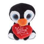 DolliBu I LOVE YOU Plush Sparkling Big Eye Penguin Animal with Heart – 6″