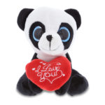 DolliBu I LOVE YOU Plush Sparkling Big Eye Panda Bear Animal with Heart – 6″