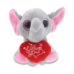 DolliBu I LOVE YOU Plush Sparkling Big Eye Elephant Animal with Heart – 6″