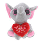 DolliBu I LOVE YOU Plush Sparkling Big Eye Elephant Animal with Heart – 8″