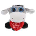 DolliBu I LOVE YOU Plush Sparkling Big Eye Donkey Animal with Heart Gift – 8″