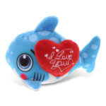 DolliBu I LOVE YOU Baby Soft Plush Blue Shark – Valentine Stuffed Animal – 5.5″