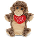 DolliBu I LOVE YOU Monkey Super Soft Plush Hand Puppet Animal with Heart – 9″