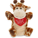 DolliBu I LOVE YOU Giraffe Soft Plush Hand Puppet Stuffed Animal with Heart 10″