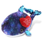 DolliBu I LOVE YOU Space Sequin Plush Purple Whale Valentine Plush Animal, 13″