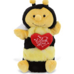 DolliBu I LOVE YOU Honeybee Super Soft Plush Hand Puppet with Heart – 10″
