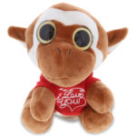 DolliBu I LOVE YOU Sparkling Big Eye Small Monkey Plush with Red Shirt Gift 6″