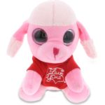 DolliBu I LOVE YOU Sparkling Big Eye Small Pink Poodle Plush with Red Shirt 6″
