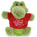 DolliBu I LOVE YOU Super Soft Plush Alligator Hand Puppet with Red Shirt 9″