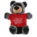 DolliBu I LOVE YOU Super Soft Plush Black Bear Hand Puppet with Red Shirt 9″