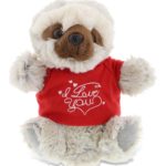 DolliBu I LOVE YOU Super Soft Plush Sloth Hand Puppet with Red Shirt Gift 9.5″