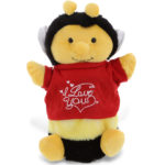 DolliBu I LOVE YOU Super Soft Plush Honeybee Hand Puppet with Red Shirt 10″