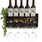 Brown Vintage Wall Mounted Wine Rack – 5 Bottles – Wine Decor