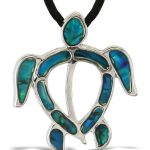 Necklace – Black Cord 18″ – Natural Paua – Sea Turtle – Aqua79 Jewelry