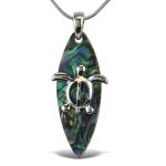 Necklace – Snake Chain 18″ – Natural Paua – Surfboard – Aqua79 Jewelry