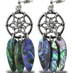 Earrings – Dangle Post – Fish Hook – Natural Paua – Dream Catcher – Aqua79 Jewelry